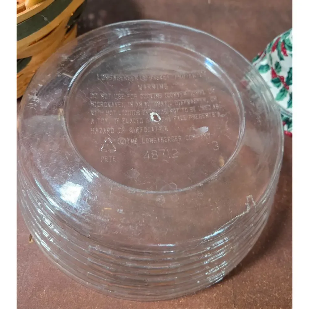 Vtg 1999 Longaberger Christmas Collection Popcorn Basket Combo w Holly Liner etc